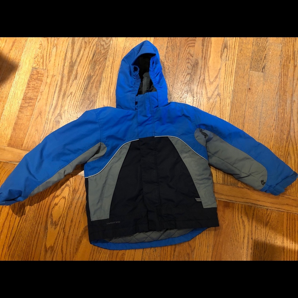 Lands End ss 6x-7 Large boys blue hooded parka 🧥